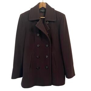 Jones New York Peacoat Size 6 Chocolate Brown Wool Cashmere Blend